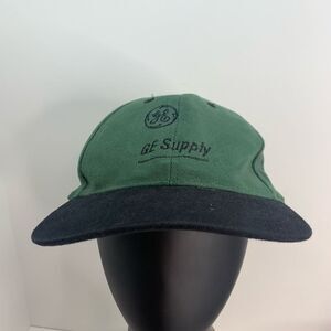 Vtg GE Supply Strapback Hat Green And Black‎